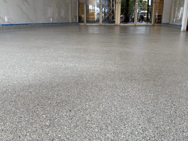 Close-up of our high quality epoxy and resin floor, one of our many flooring jobs.
