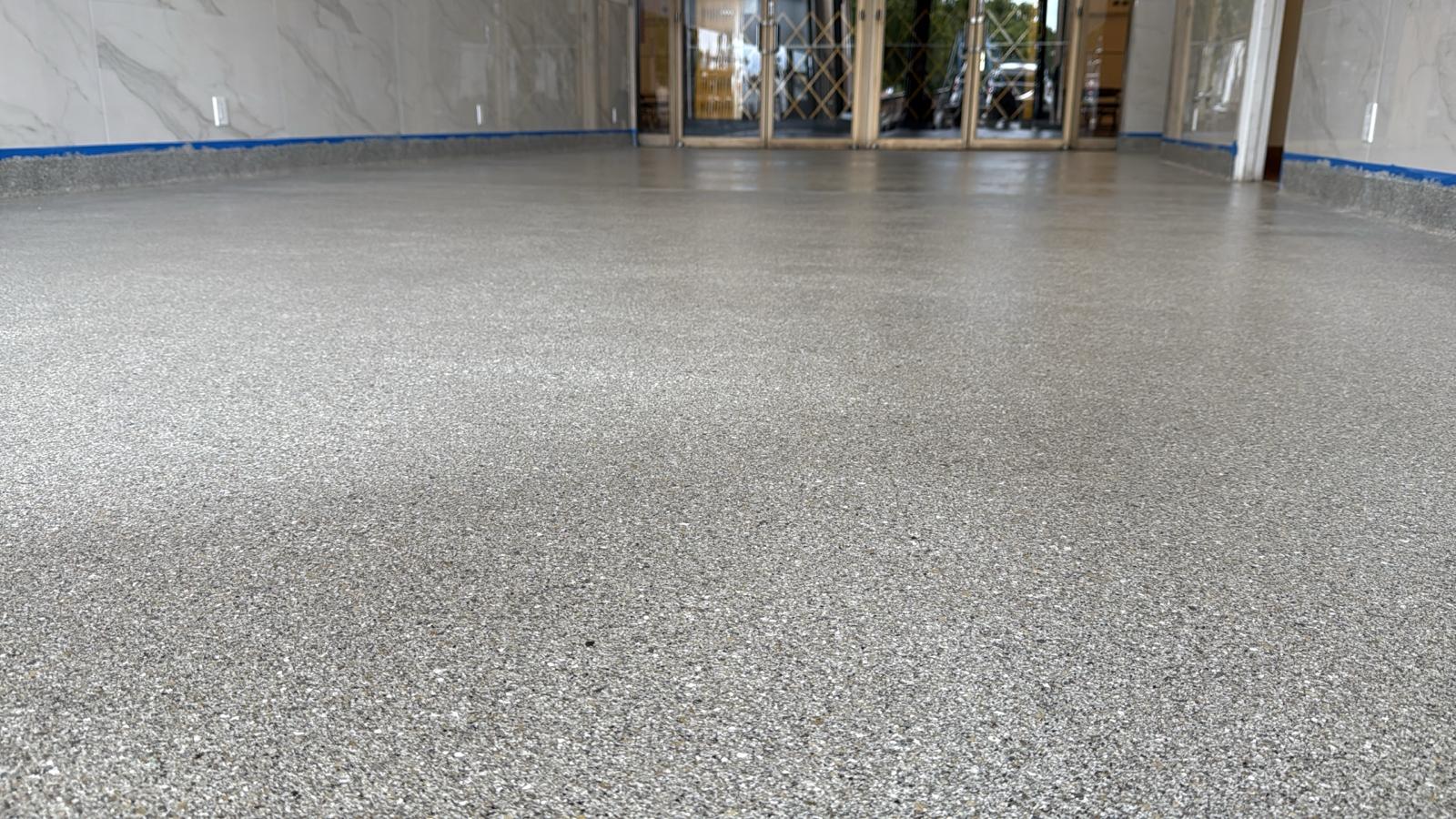 Close-up of our high quality epoxy and resin floor, one of our many flooring jobs.
